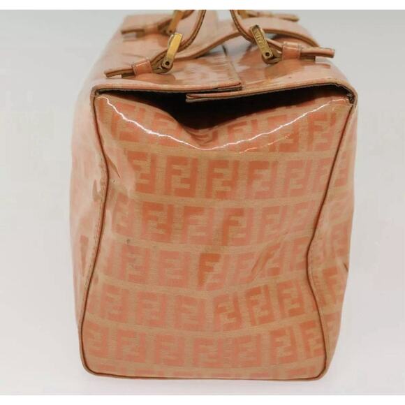 FENDI Zucchino Canvas Mamma Baguette Hand Bag Enamel Orange Auth 52439 - Picture 4 of 9